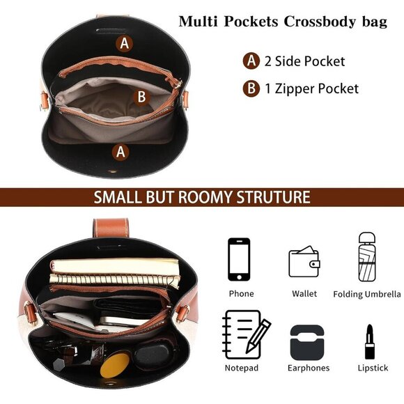 Women Crossbody Bag Fabric Bucket Satchel Adjustable Strap  display picture 3